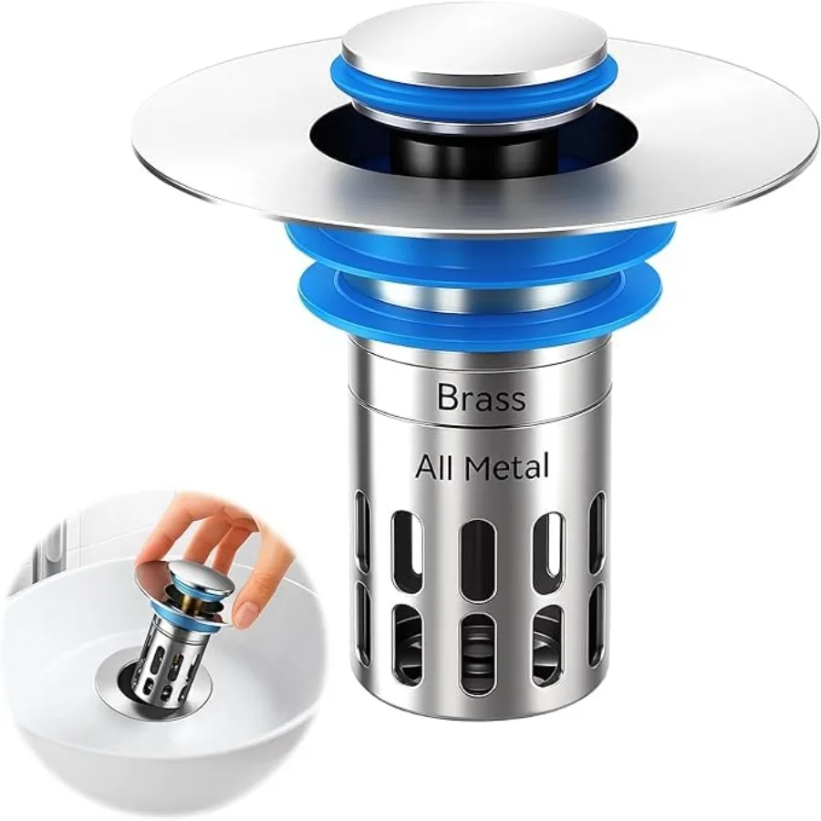 2pack All Metal - Bathroom Sink Stopper, Universal Pop Up Bathroom Sink Drain Strainer with Removable Stainless Steel Filter Ba
2pack All Metal - Bathroom Sink Stopper, Universal Pop Up Bathroom Sink Drain Strainer with Removable Stainless Steel Filter Ba