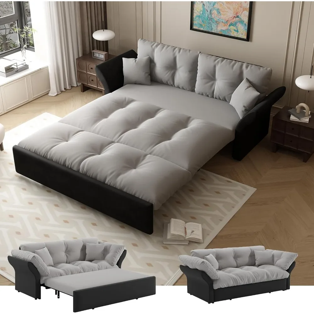 74.8'' Pull Out Sofa Bed Queen, Convertible Sleeper Sofa Couch, Velvet Loveseat Recliner, Comfy Cloud Futon Couch for Living Roo 
74.8'' Pull Out Sofa Bed Queen, Convertible Sleeper Sofa Couch, Velvet Loveseat Recliner, Comfy Cloud Futon Couch for Living Roo