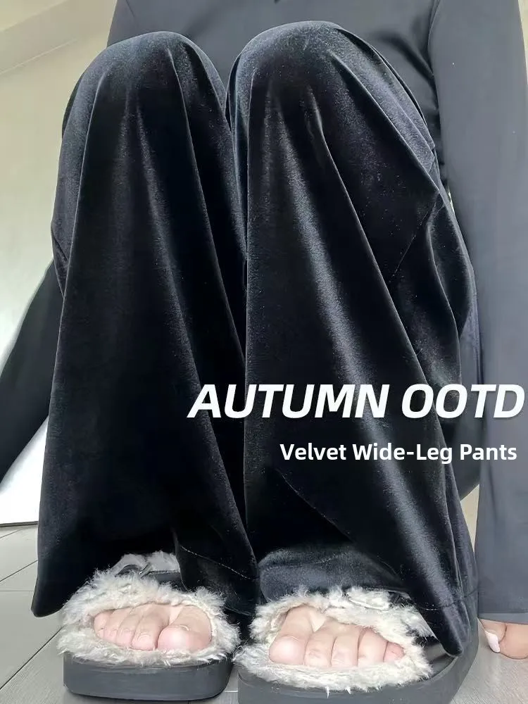 Gold Velvet Wide Leg Pants Women's Casual Straight High Waist Floor Length plus Size Comfortable Fit Autumn Winter Long Trousers
Gold Velvet Wide Leg Pants Women's Casual Straight High Waist Floor Length plus Size Comfortable Fit Autumn Winter Long Trousers