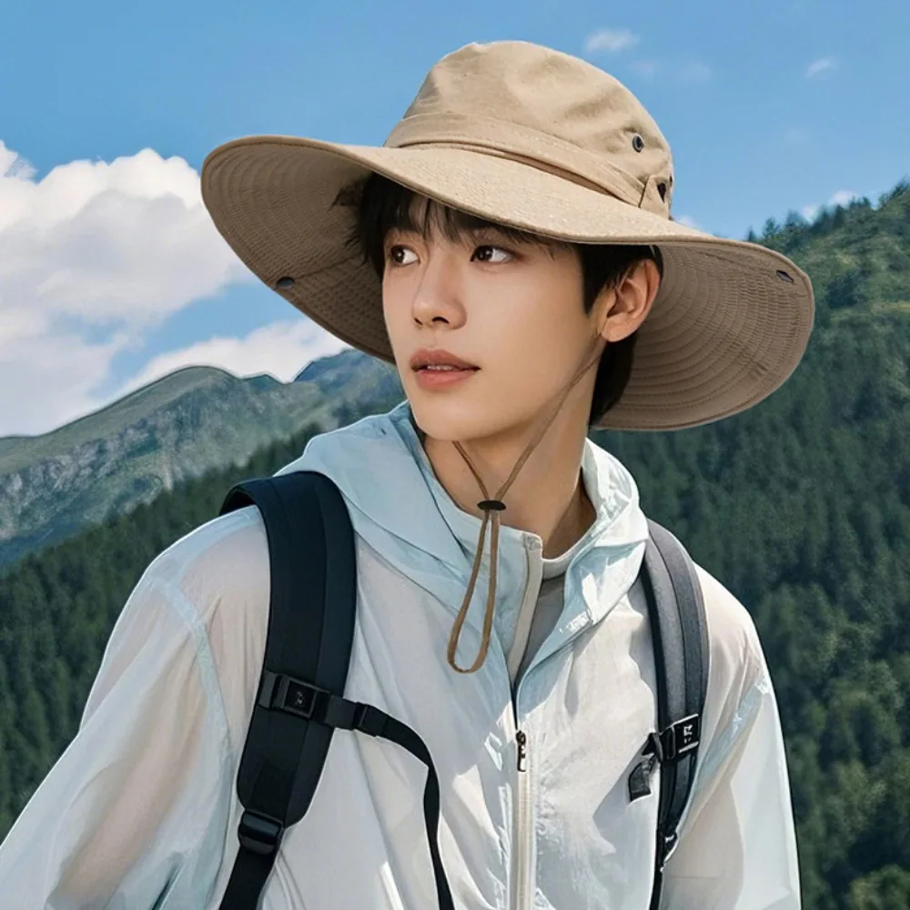 Breathable Quick-dry Hiking Fisherman Hat Big Brim Sunscreen Drawstring Sun Hat UV Protection Sunshade Men Bucket Cap Camping 
Breathable Quick-dry Hiking Fisherman Hat Big Brim Sunscreen Drawstring Sun Hat UV Protection Sunshade Men Bucket Cap Camping