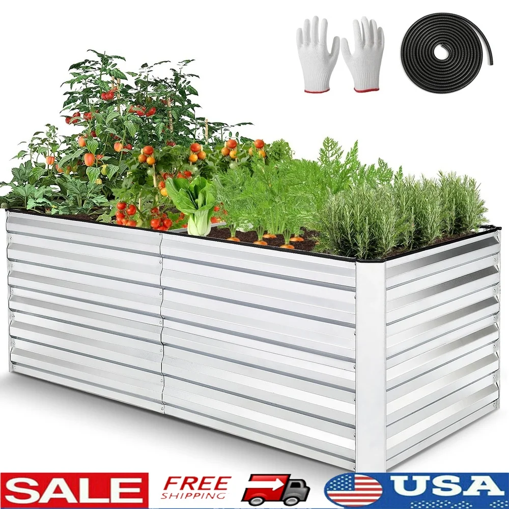 Galvanized Raised Garden Bed 6ftx3ftx2ft Metal Planter Box Durable Steel Planter Vegetables Herbs Flowers Outdoor Tool-Free
Galvanized Raised Garden Bed 6ftx3ftx2ft Metal Planter Box Durable Steel Planter Vegetables Herbs Flowers Outdoor Tool-Free