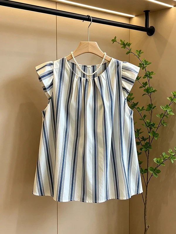 Summer New plus Size Striped Casual Shirt Women's Vintage Simple Design Cover Belly Top Small Shirt Korean Style Commute
Summer New plus Size Striped Casual Shirt Women's Vintage Simple Design Cover Belly Top Small Shirt Korean Style Commute