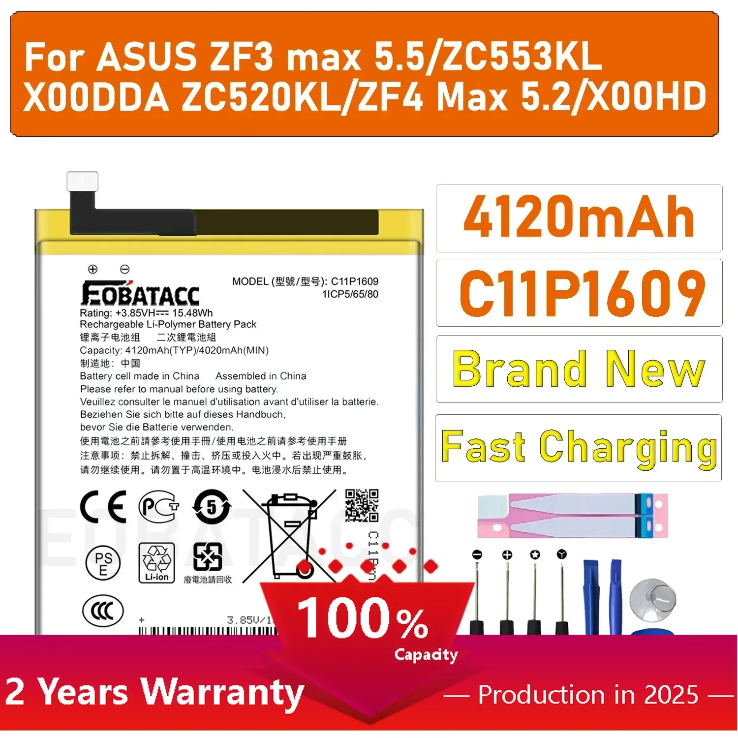 New High Capacity C11P1609 Battery For ASUS Zenfone 3 max 5.5" ZC553KL X00DDA Zenfone 4 max 5.2" ZC520KL X00HD 4020mAh
New High Capacity C11P1609 Battery For ASUS Zenfone 3 max 5.5" ZC553KL X00DDA Zenfone 4 max 5.2" ZC520KL X00HD 4020mAh