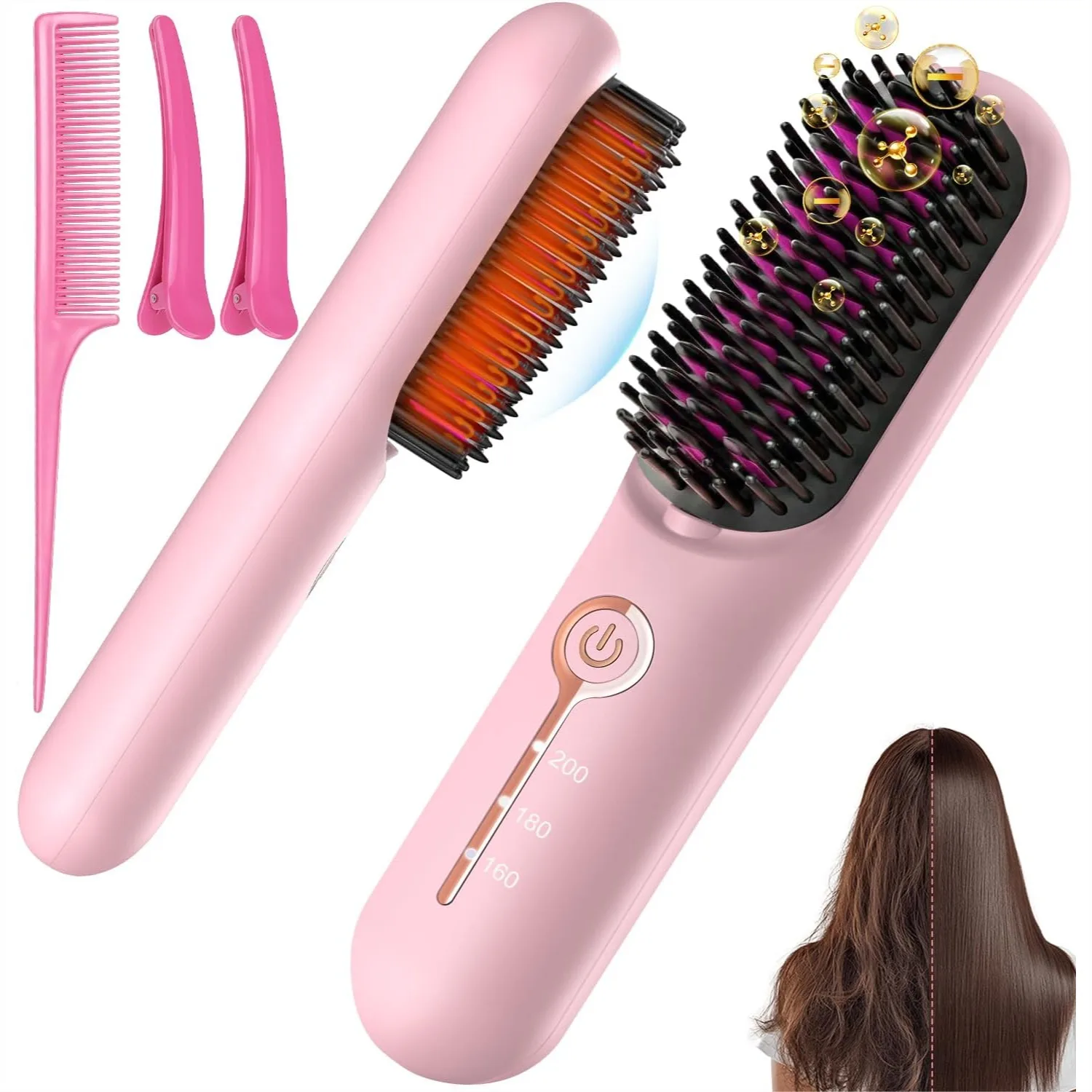 Cordless Hair Straightener Brush with MCH Fast Heating, 5D Dense Bristles, Rechargeable for Travel and Touch-Ups
Cordless Hair Straightener Brush with MCH Fast Heating, 5D Dense Bristles, Rechargeable for Travel and Touch-Ups