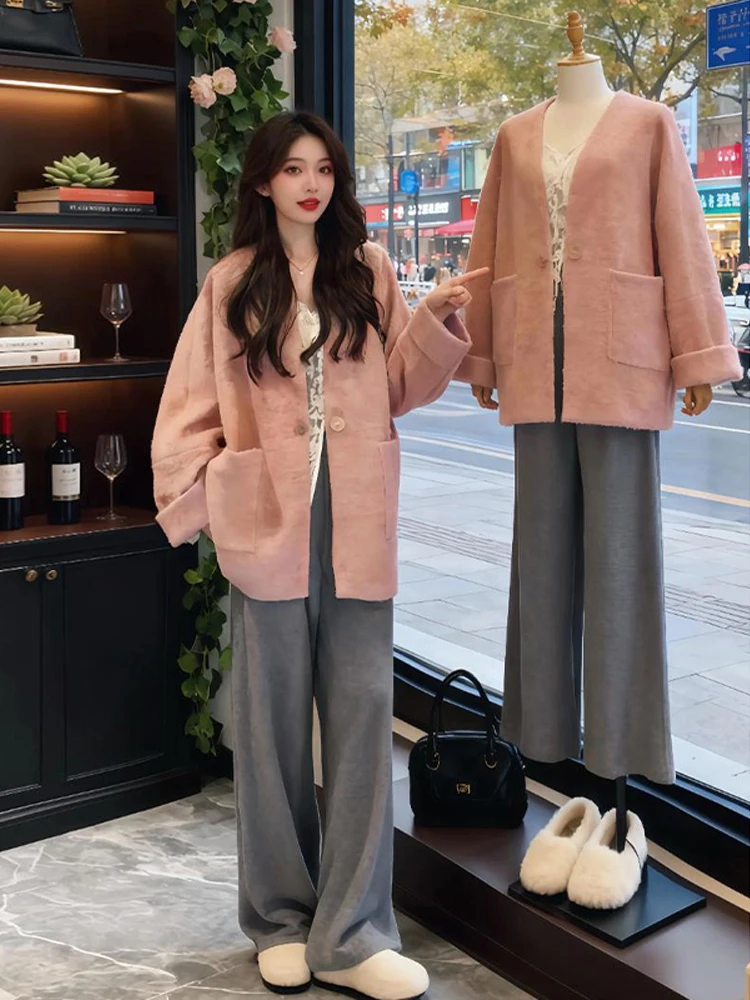 Ladies' Thiened Woolen Coat Casual Loose Fit Warmth Faionable Versatile Autumn Winter Outerwear Breathable Long Sve
Ladies' Thiened Woolen Coat Casual Loose Fit Warmth Faionable Versatile Autumn Winter Outerwear Breathable Long Sve