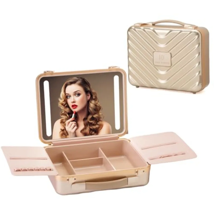 Makeup Bag with LED Mirror, Travel Cosmetic Train Case Organizer, Portable Artist Makeup Train Case with Adjustable DIY Divider
Makeup Bag with LED Mirror, Travel Cosmetic Train Case Organizer, Portable Artist Makeup Train Case with Adjustable DIY Divider