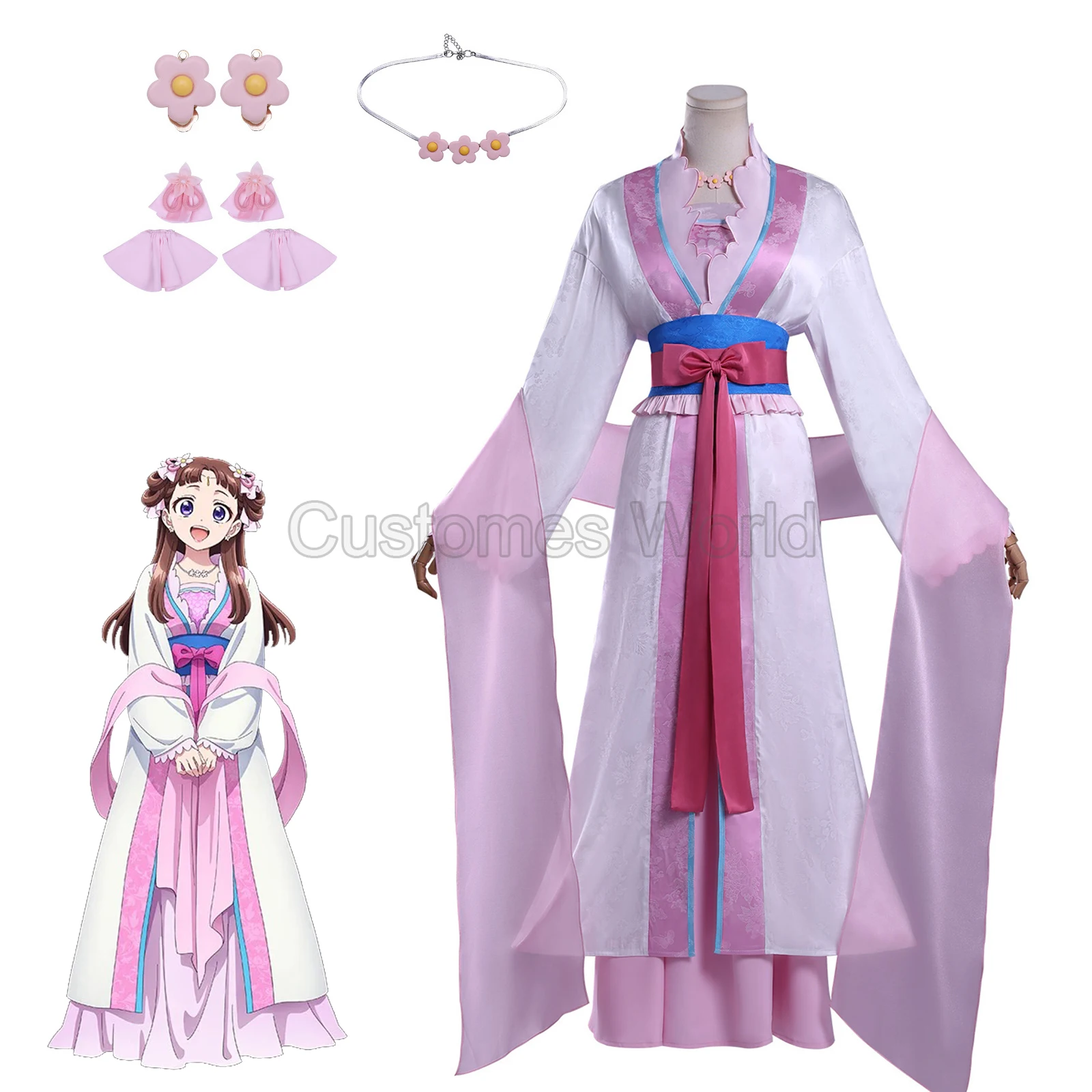 Anime The Apothecary Diaries Li Shufei Hanfu Dress Cosplay Costume Headwear Earrings Girls Women Pink Cute lively Hanfu suit
Anime The Apothecary Diaries Li Shufei Hanfu Dress Cosplay Costume Headwear Earrings Girls Women Pink Cute lively Hanfu suit