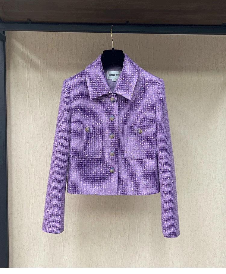 2024 Spring Fashion Women's High Quality Sequins Tweed Jackets Elegant Short Coat C019
2024 Spring Fashion Women's High Quality Sequins Tweed Jackets Elegant Short Coat C019