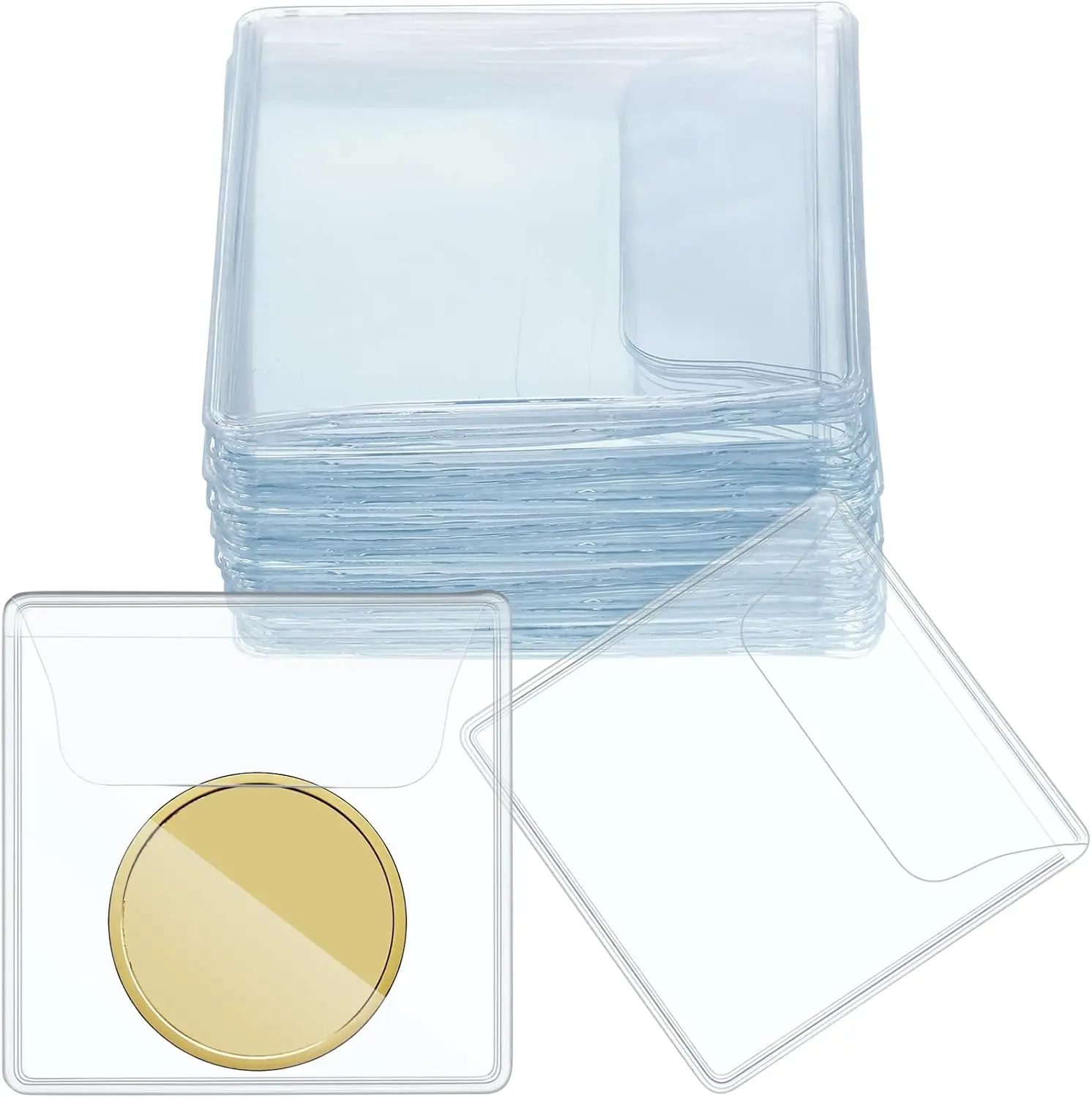 50 Pcs 2.2x2.2 Inch Clear Coin Sleeves Single Pocket Plastic Holder for Storage
50 Pcs 2.2x2.2 Inch Clear Coin Sleeves Single Pocket Plastic Holder for Storage