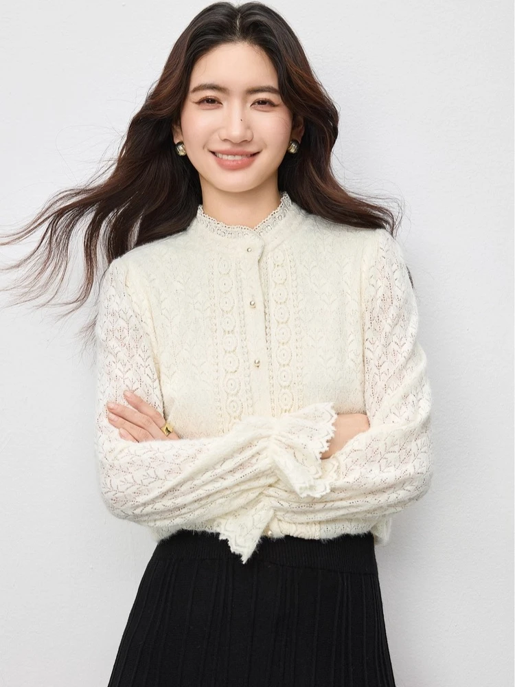 SENTUBILA Women's Lace Shirt 2025 Autumn Stand Collar Flare Sleeve Blouse Elegant Fashion Commuter Women's Clothing 154SC3563
SENTUBILA Women's Lace Shirt 2025 Autumn Stand Collar Flare Sleeve Blouse Elegant Fashion Commuter Women's Clothing 154SC3563