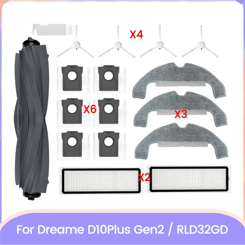 Эффективный-17 шт. для Dreame D10 Plus Gen 2/RLD32GD, аксессуары для пылесоса, основная боковая щетка, фильтр, мешок для пыли, ткань для швабры
Эффективный-17 шт. для Dreame D10 Plus Gen 2/RLD32GD, аксессуары для пылесоса, основная боковая щетка, фильтр, мешок для пыли, ткань для швабры