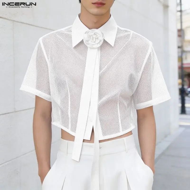 INCERUN Men's Shirt Mesh Patchwork See Through Sexy Lapel Short Sleeve Men Clothes Streetwear Fashion Crop Tops For Man Camisas
INCERUN Men's Shirt Mesh Patchwork See Through Sexy Lapel Short Sleeve Men Clothes Streetwear Fashion Crop Tops For Man Camisas