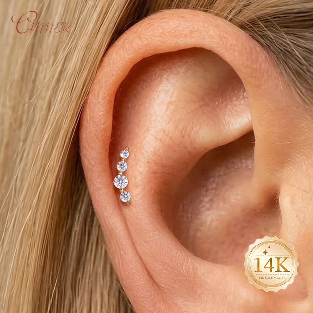 CANNER Flat Head Puncture Earring 14K Solid Gold Classic Single Row Four Diamond Studded For Women Trending New Luxury Jewelry
CANNER Flat Head Puncture Earring 14K Solid Gold Classic Single Row Four Diamond Studded For Women Trending New Luxury Jewelry