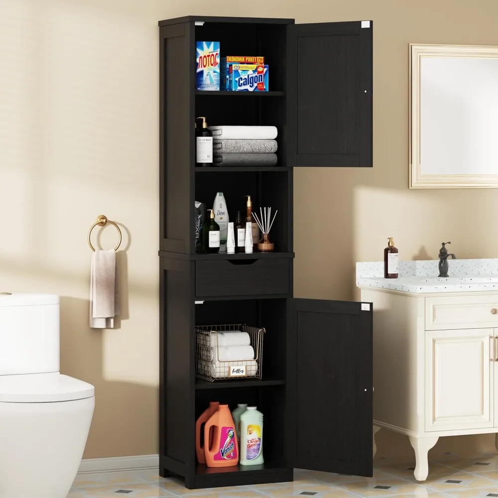 Tall Bathroom Storage Cabinet with Freestanding Adjustable Shelves, Narrow Storage Linen Cabinet with 2 Doors and 1 Drawers
Tall Bathroom Storage Cabinet with Freestanding Adjustable Shelves, Narrow Storage Linen Cabinet with 2 Doors and 1 Drawers