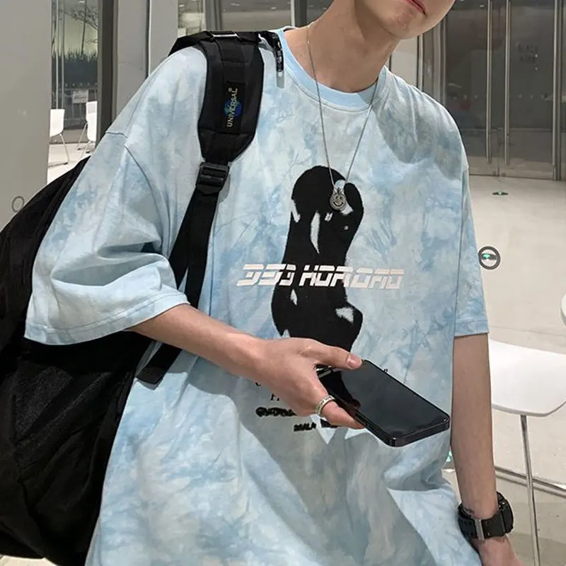 Tie Dye Stylish Printed Pullovers Summer New Young Style American Letter Men's Clothing High Street Short Sleeve Casual T-shirts
Tie Dye Stylish Printed Pullovers Summer New Young Style American Letter Men's Clothing High Street Short Sleeve Casual T-shirts