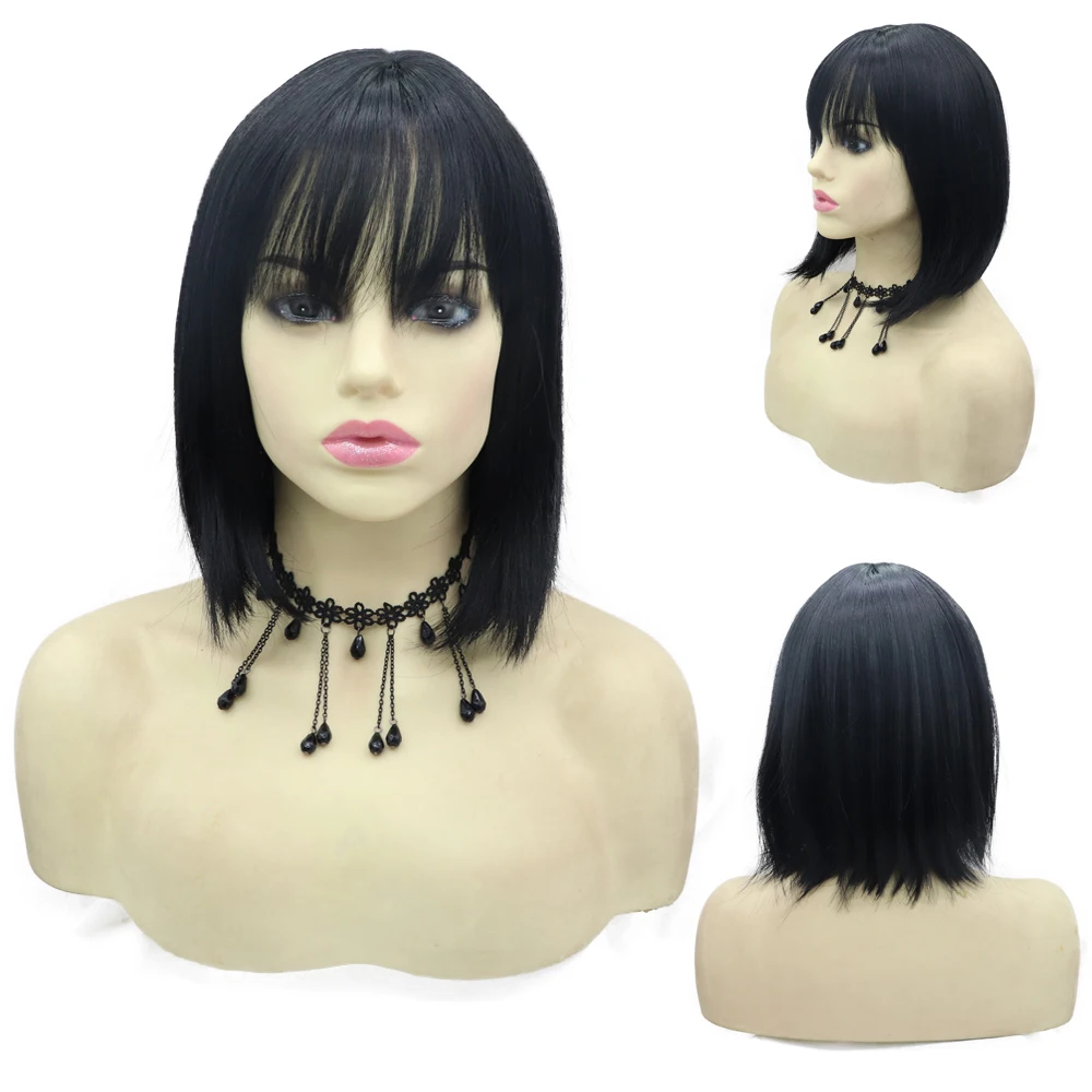 Black Mechanism Wigs with Bangs 14inches Straight Bob No Lace Front Wig for Women Daily Use High Temperature Fiber Hairs
Black Mechanism Wigs with Bangs 14inches Straight Bob No Lace Front Wig for Women Daily Use High Temperature Fiber Hairs