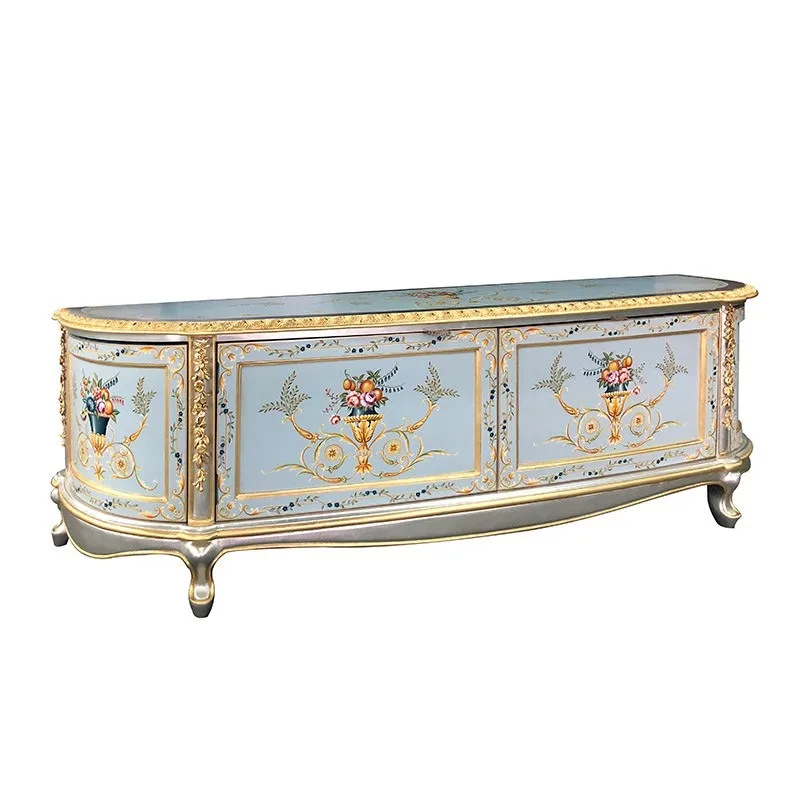 French Alexander light blue carved living room TV cabinet bedroom TV cabinet furniture
French Alexander light blue carved living room TV cabinet bedroom TV cabinet furniture
