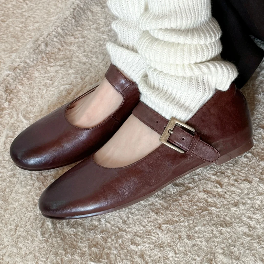 Women's cow leather metal buckle round toe slip-on Mary Jane flats 3cm wedge low heel casual female high quality soft daily shoe
Women's cow leather metal buckle round toe slip-on Mary Jane flats 3cm wedge low heel casual female high quality soft daily shoe
