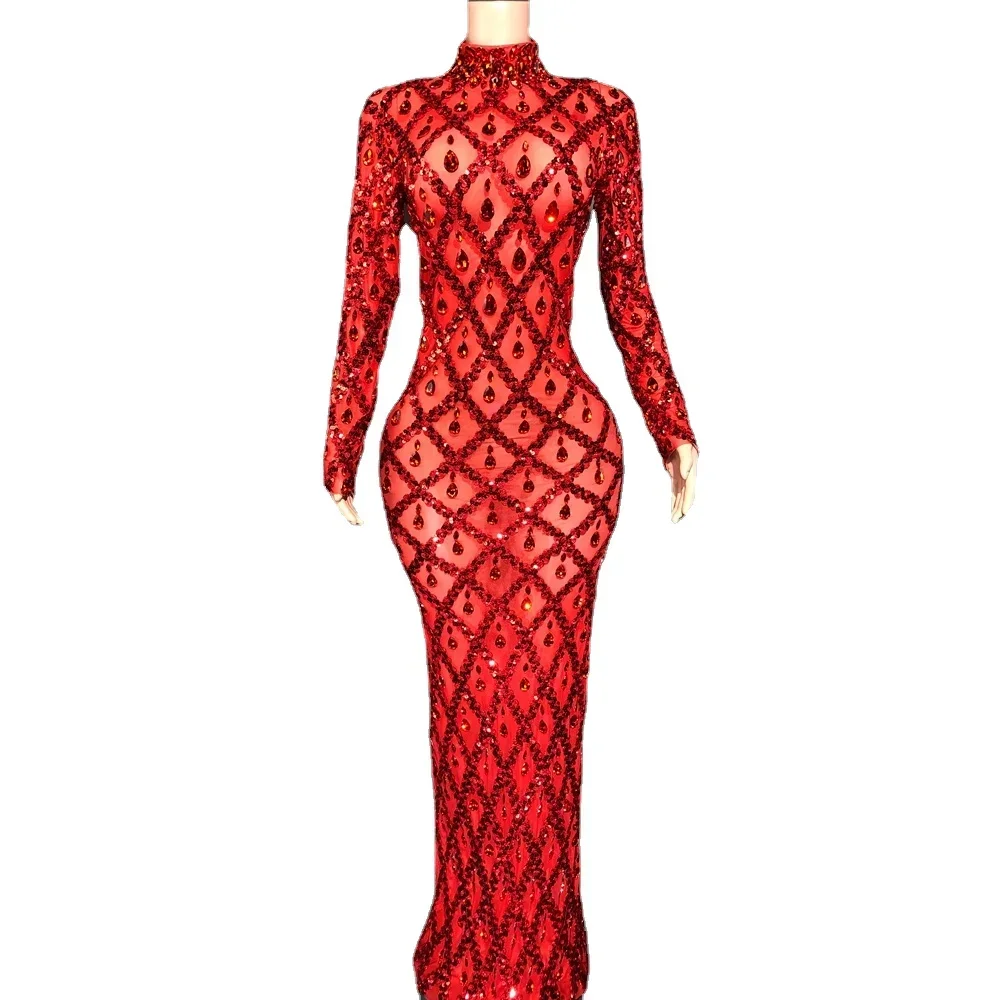 Sparkly Red Crystals Mesh Celebrate Evening Wedding Prom Birthday Dress Sexy Photography Long Dress Performance Costume
Sparkly Red Crystals Mesh Celebrate Evening Wedding Prom Birthday Dress Sexy Photography Long Dress Performance Costume
