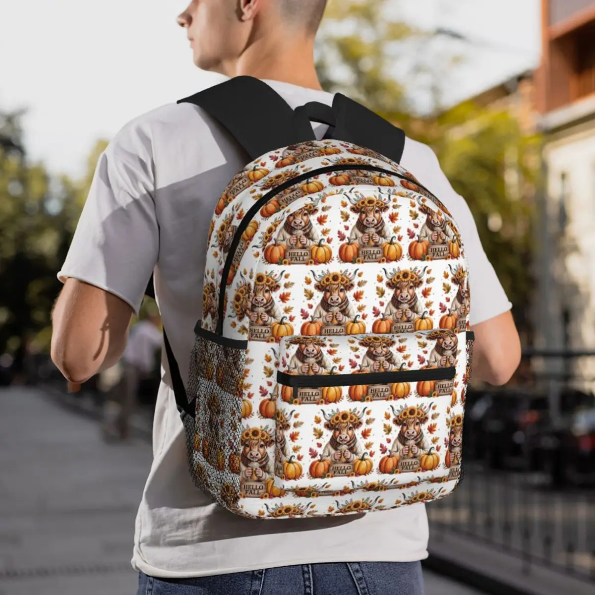 Hello Highland Cow Calf Autumn Leaves Backpack Daypack Large Capacity Boys Girls BookBag School Bag Shoulder Bags for Men Women
Hello Highland Cow Calf Autumn Leaves Backpack Daypack Large Capacity Boys Girls BookBag School Bag Shoulder Bags for Men Women