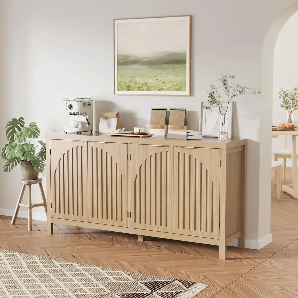 Walnut Curved Door Sideboard with Storage, Suitable for Buffet, Living Room, and Coffee Bar
Walnut Curved Door Sideboard with Storage, Suitable for Buffet, Living Room, and Coffee Bar