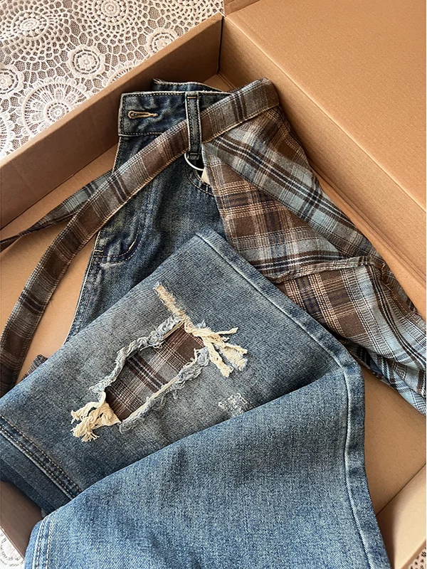 Ретро-джинсы в американском стиле с высокой талией, свободные, широкие штанины, женские, осень 2025, новый дизайн, с эффектом перфорации, штаны-шторы
Ретро-джинсы в американском стиле с высокой талией, свободные, широкие штанины, женские, осень 2025, новый дизайн, с эффектом перфорации, штаны-шторы