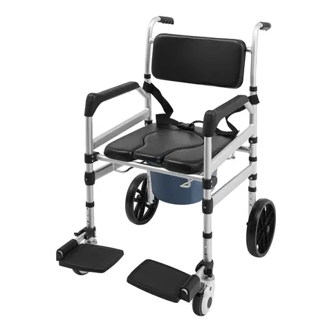 Sedia da doccia pieghevole da 16,54 pollici con ruote Sedia da doccia regolabile in altezza in lega di alluminio Sedia da doccia con rotelle a forma di U/O per Elde