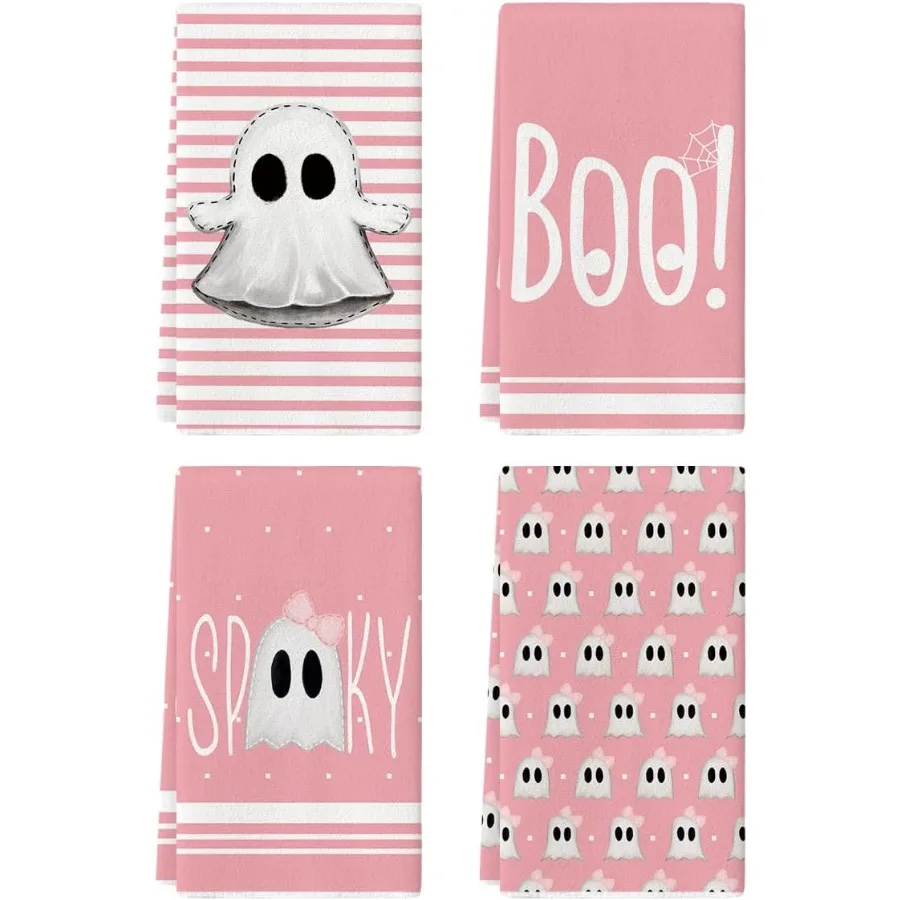 Розовые полосы Ghost Boo, жуткие кухонные полотенца на Хэллоуин, полотенца для мытья посуды, 18x26 дюймов, украшение с бантом, ручные полотенца, набор из 4 шт. 
Розовые полосы Ghost Boo, жуткие кухонные полотенца на Хэллоуин, полотенца для мытья посуды, 18x26 дюймов, украшение с бантом, ручные полотенца, набор из 4 шт.