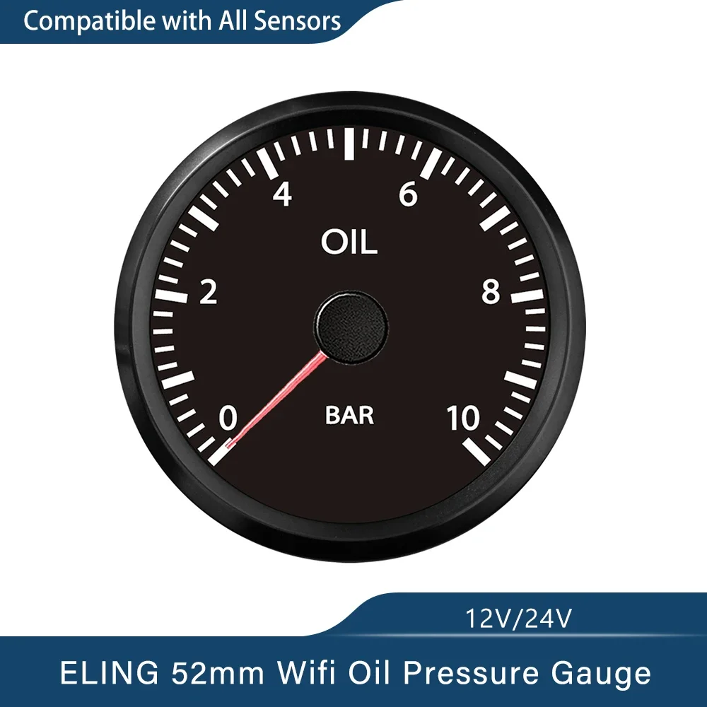 ELING 52 мм автомобильный программируемый 0-10 бар Wi-Fi манометр масла, совместимый со всеми типами или датчиками сигнала Ом, 12 В постоянного тока, 24 В 
ELING 52 мм автомобильный программируемый 0-10 бар Wi-Fi манометр масла, совместимый со всеми типами или датчиками сигнала Ом, 12 В постоянного тока, 24 В