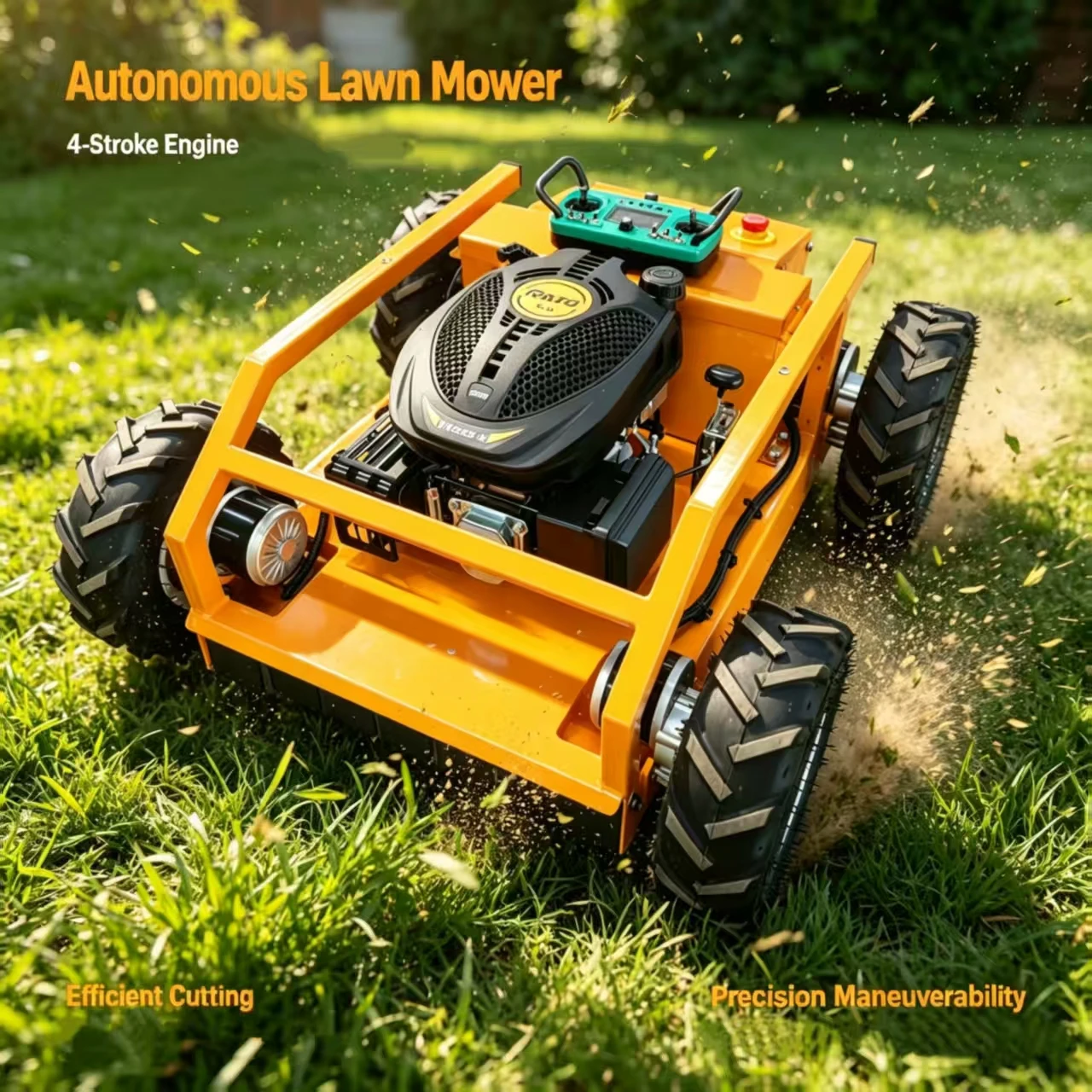 Remote-Controlled Lawn Mower — RC Wheeled, 4-Stroke, All-Terrain Slope Mower (Radio-Controlled Mowing Robot) — Customized
Remote-Controlled Lawn Mower — RC Wheeled, 4-Stroke, All-Terrain Slope Mower (Radio-Controlled Mowing Robot) — Customized