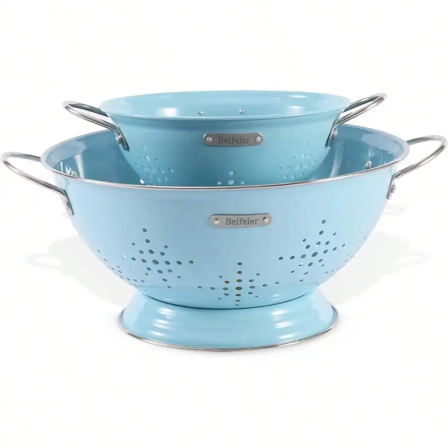 Metal Colander 2 Pack Strainer Bowel With Handles 2Qt 6Qt Powder Coated Solid Ring Base Heavey Duty Kitchen Drainer Basket For Pasta Veggies And Fruits New Home Apartment Entials ArcticBlue
Metal Colander 2 Pack Strainer Bowel With Handles 2Qt 6Qt Powder Coated Solid Ring Base Heavey Duty Kitchen Drainer Basket For Pasta Veggies And Fruits New Home Apartment Entials ArcticBlue