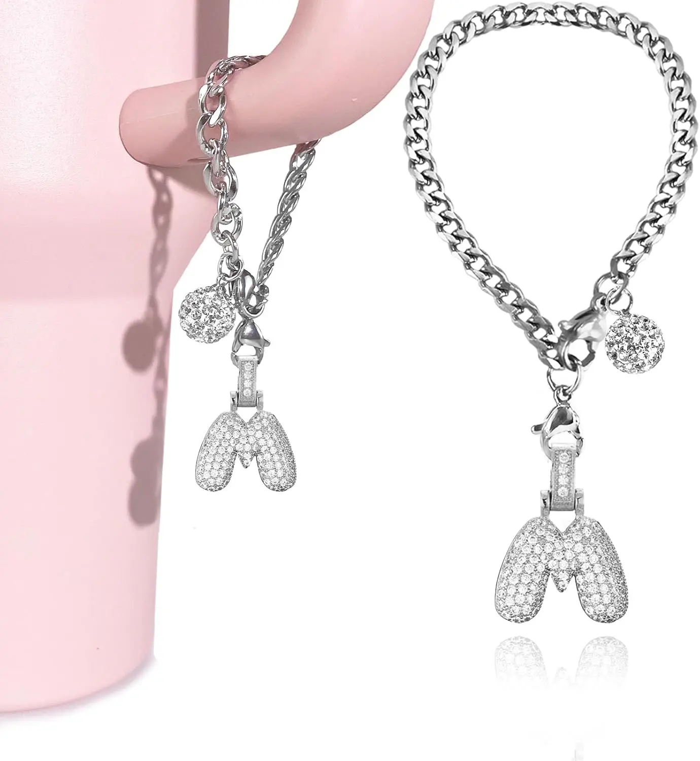 Silver Initial Bubble Letter Charm for 40oz Tumbler Handle Cute Diamond Glitter Keychain Personalized Water Bottle Accessory
Silver Initial Bubble Letter Charm for 40oz Tumbler Handle Cute Diamond Glitter Keychain Personalized Water Bottle Accessory