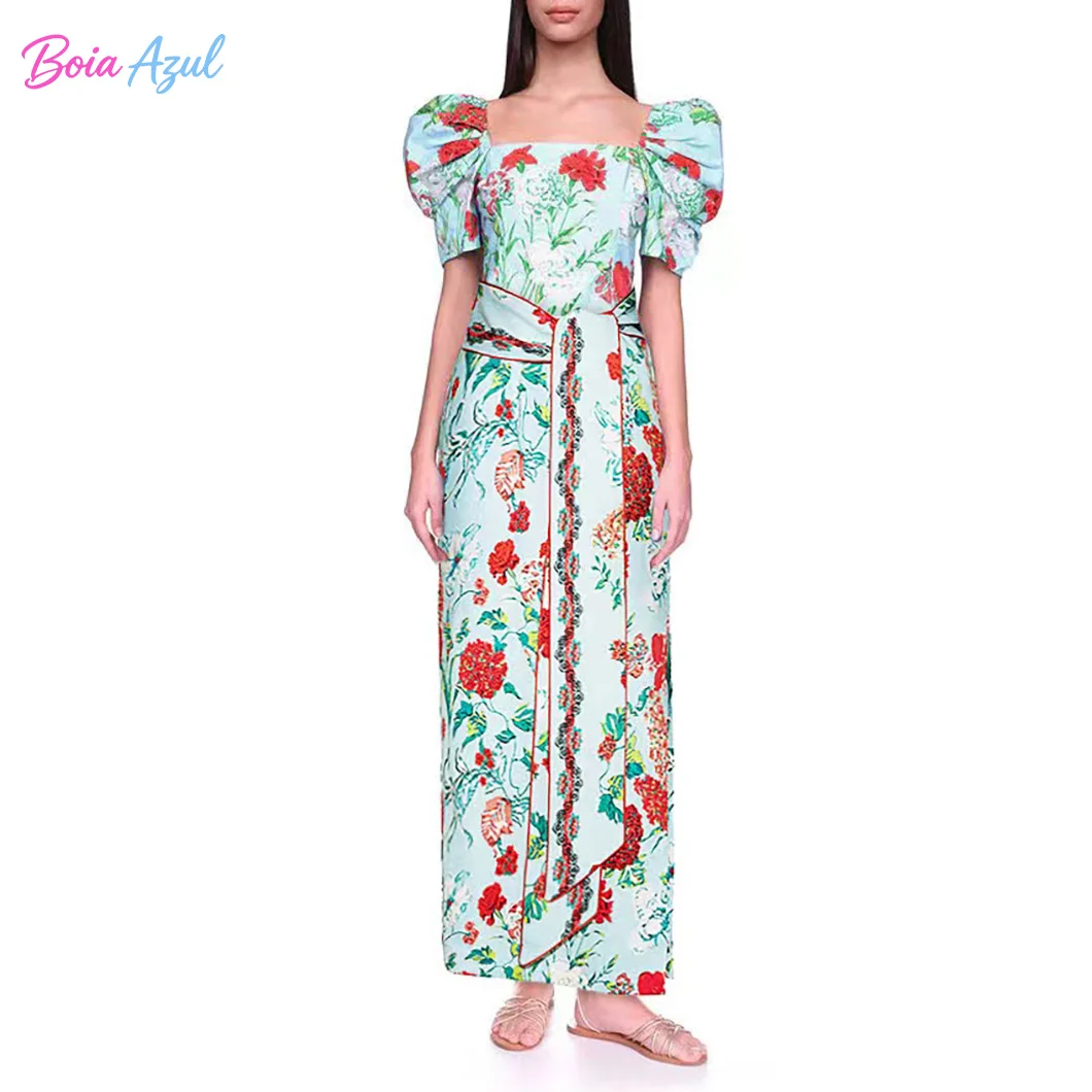 Floral print bubble sleeve swimsuit square-necked women's beachwear fashionable beach halter-neck women's swimsuit
Floral print bubble sleeve swimsuit square-necked women's beachwear fashionable beach halter-neck women's swimsuit