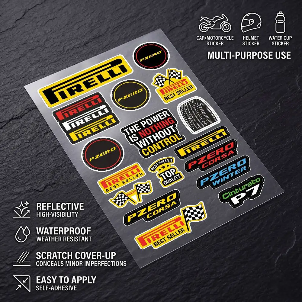 for PIRELLI Long Lasting Waterproof Reflective Sticker Scratch Conceal Fit Motorcycle Car Helmet Fridge Decals
for PIRELLI Long Lasting Waterproof Reflective Sticker Scratch Conceal Fit Motorcycle Car Helmet Fridge Decals