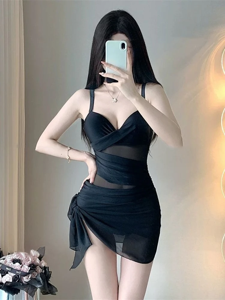 Women Sexy Mesh Monokini Deep V Neck Halter Bikini Set Solid Color One Piece Swimsuit Korean Style Beachwear Vacation Hot Spring
Women Sexy Mesh Monokini Deep V Neck Halter Bikini Set Solid Color One Piece Swimsuit Korean Style Beachwear Vacation Hot Spring