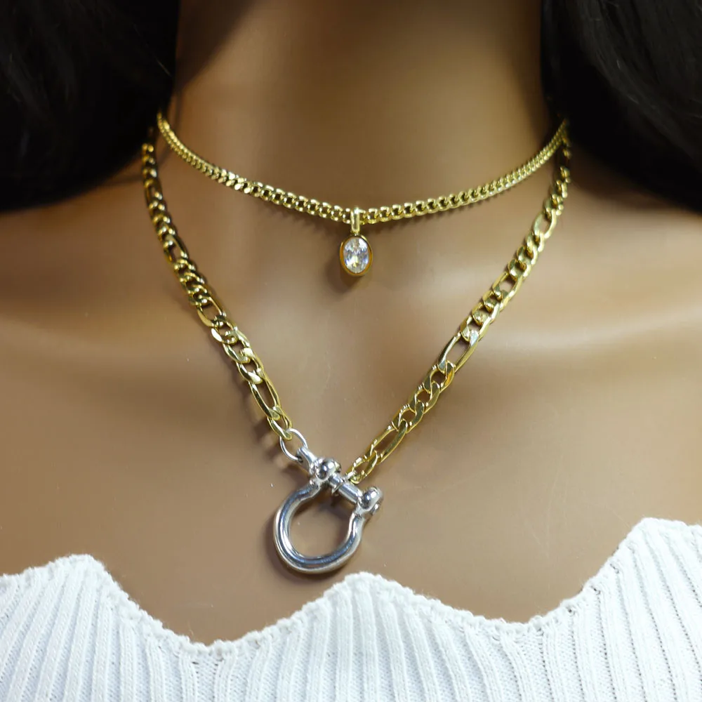 2024 Fashion Designer Jewelry Waterproof Stainless Steel 18k Gold Plated Two Tone Oval Zircon Charm Multilayer Necklace
2024 Fashion Designer Jewelry Waterproof Stainless Steel 18k Gold Plated Two Tone Oval Zircon Charm Multilayer Necklace