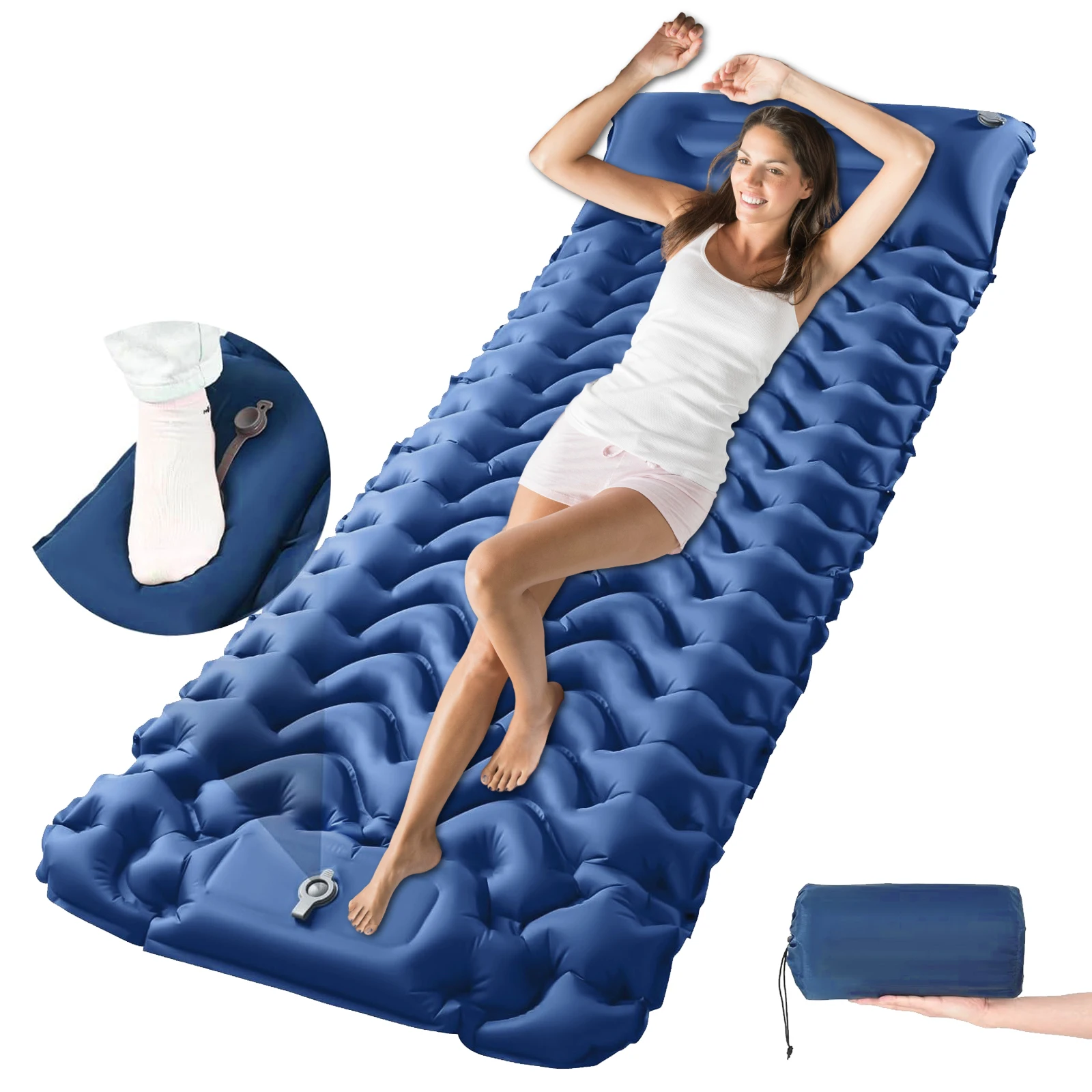 Aonhom Sleeping Pad, Ultralight Inflatable Sleeping Pad with Pillow Built-in Foot Pump Compact Camping Air Mattress
Aonhom Sleeping Pad, Ultralight Inflatable Sleeping Pad with Pillow Built-in Foot Pump Compact Camping Air Mattress