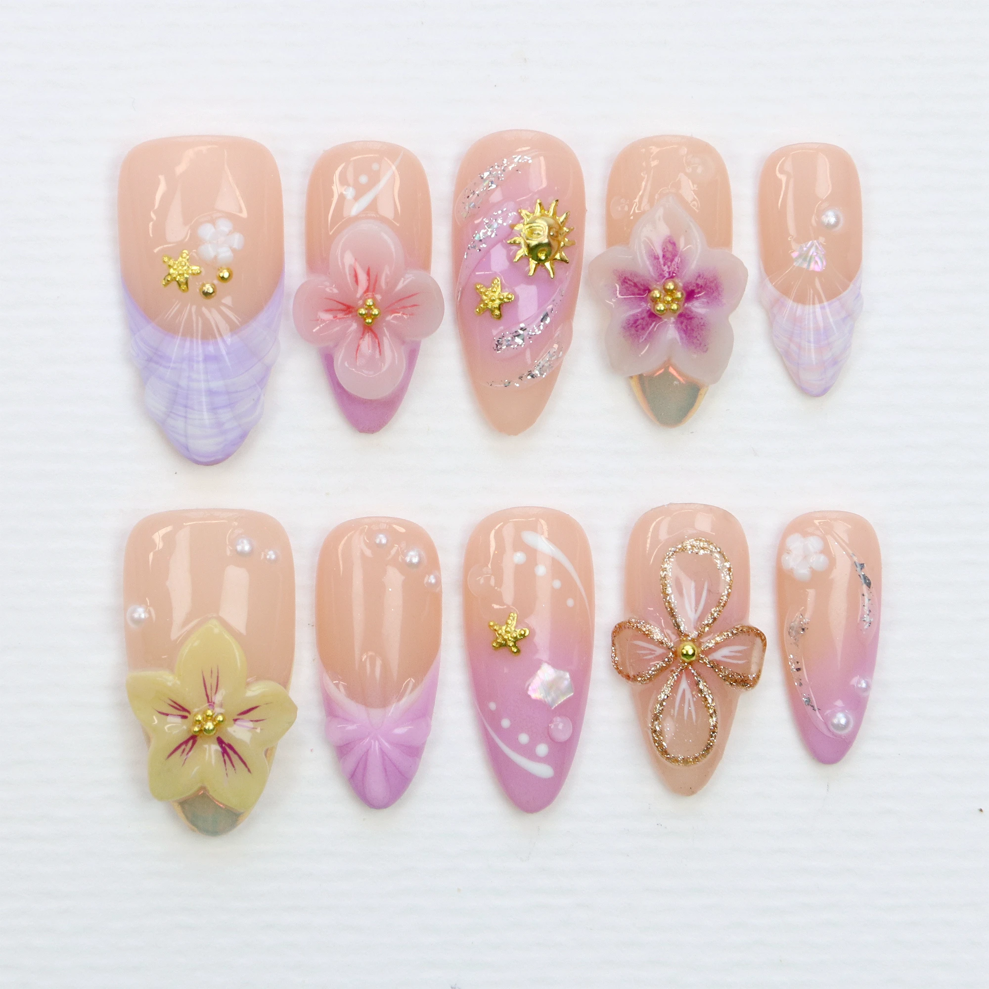 10Pcs Aloha Bloom Beach 3D Colorful Flower Almond Press on Nails,Custom Secret Garden Nails,Spring,Summer,vacation holiday gift
10Pcs Aloha Bloom Beach 3D Colorful Flower Almond Press on Nails,Custom Secret Garden Nails,Spring,Summer,vacation holiday gift