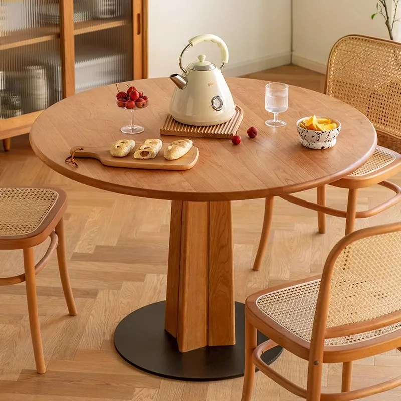 Скандинавский круглый обеденный стол и стулья из цельного дерева, бытовая маленькая квартира, японская мебель из вишневого дерева
Скандинавский круглый обеденный стол и стулья из цельного дерева, бытовая маленькая квартира, японская мебель из вишневого дерева