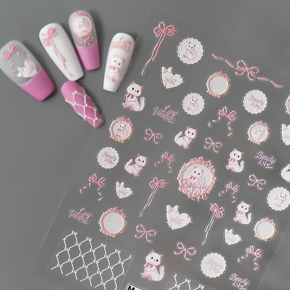Viral Kawaii French Nail Art Stickers 1pcs Cute Bow Cat Heart Embossed Self Adhesive Waterproof Decals for Nail Decor
Viral Kawaii French Nail Art Stickers 1pcs Cute Bow Cat Heart Embossed Self Adhesive Waterproof Decals for Nail Decor