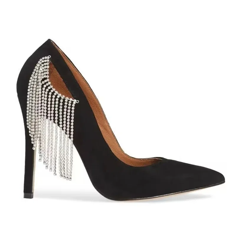 Spring/Summer New Pointed Suede Rhinestone Tassel Single Shoes Thin High Heel Banquet Dress Versatile Large Size Women's Sandals
Spring/Summer New Pointed Suede Rhinestone Tassel Single Shoes Thin High Heel Banquet Dress Versatile Large Size Women's Sandals