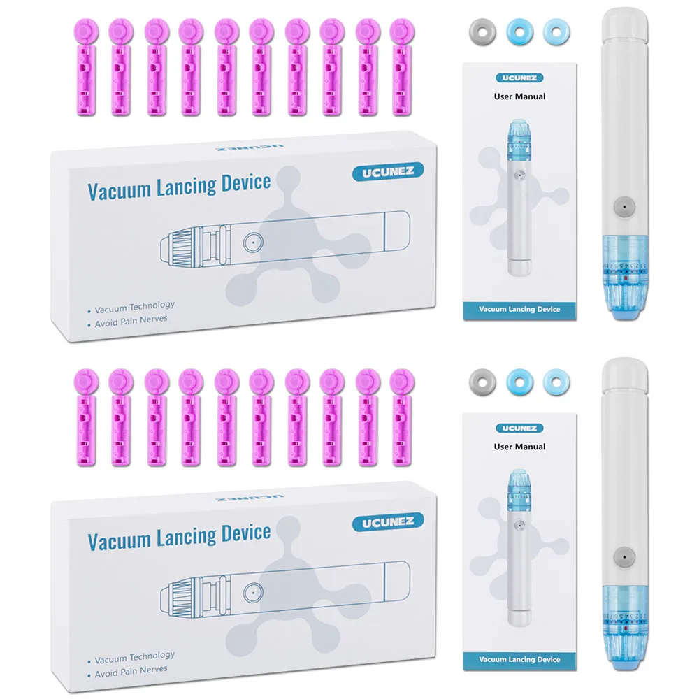 Набор из 2 устройств для безболезненного вакуумного забора крови при диабете, комплект для тестирования уровня глюкозы и кетонов в крови без боли, с 10 ланцетами для домашнего использования
Набор из 2 устройств для безболезненного вакуумного забора крови при диабете, комплект для тестирования уровня глюкозы и кетонов в крови без боли, с 10 ланцетами для домашнего использования