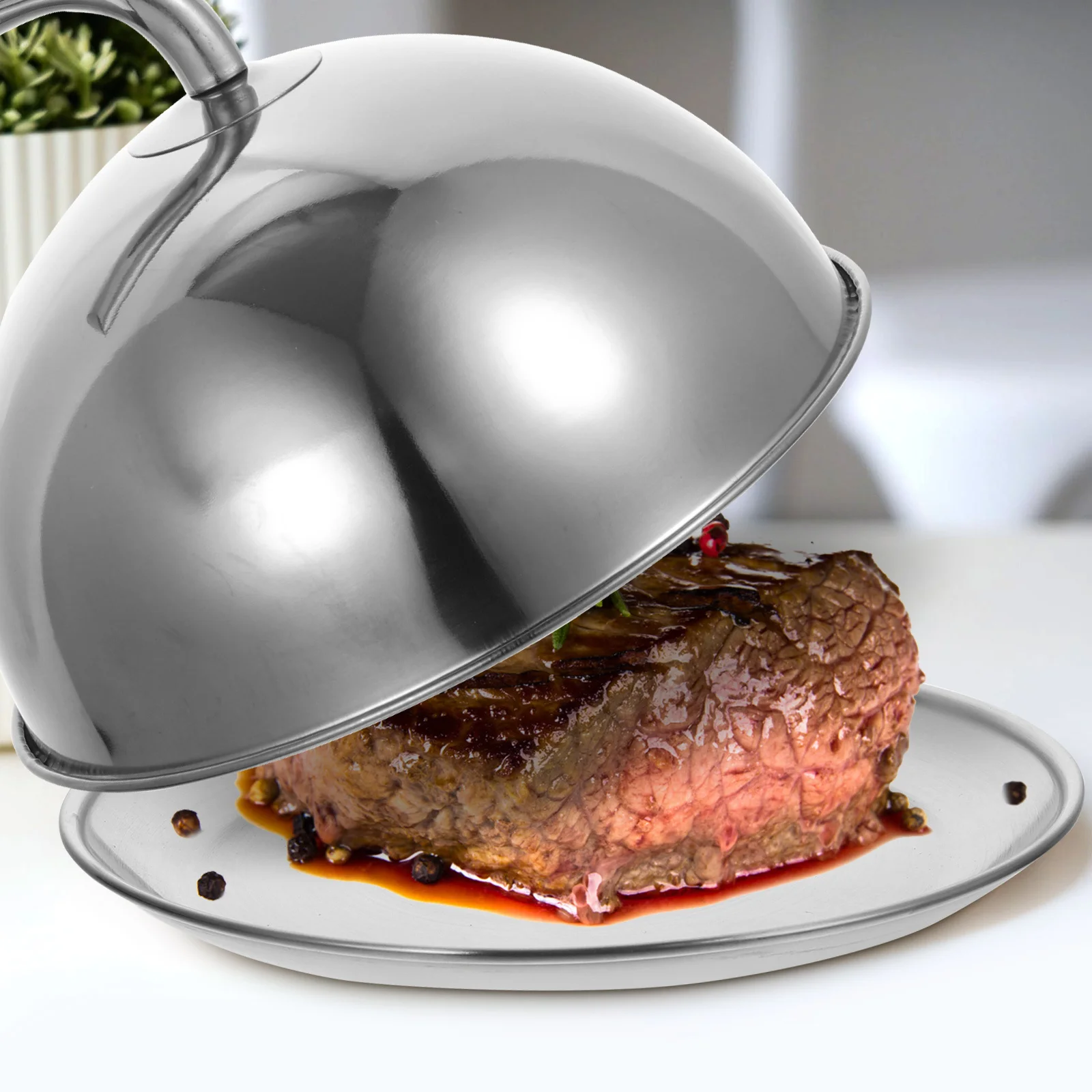 Premium Stainless Steel Steak Food Cover Dome with Handle for Home Kitchen Restaurant Freshness Retention Solution
Premium Stainless Steel Steak Food Cover Dome with Handle for Home Kitchen Restaurant Freshness Retention Solution