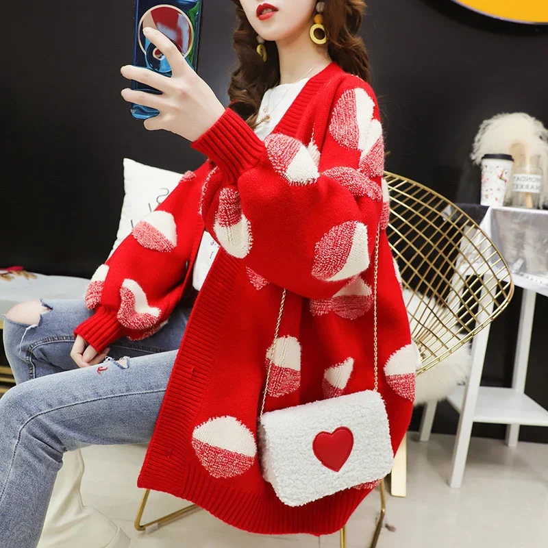 Red Beige Blue Khaki Knitted Cardigan Sweater Women Loose Knit Jacket Coat Spring Autumn Mid Long V Neck Knitwear Tops Female
Red Beige Blue Khaki Knitted Cardigan Sweater Women Loose Knit Jacket Coat Spring Autumn Mid Long V Neck Knitwear Tops Female