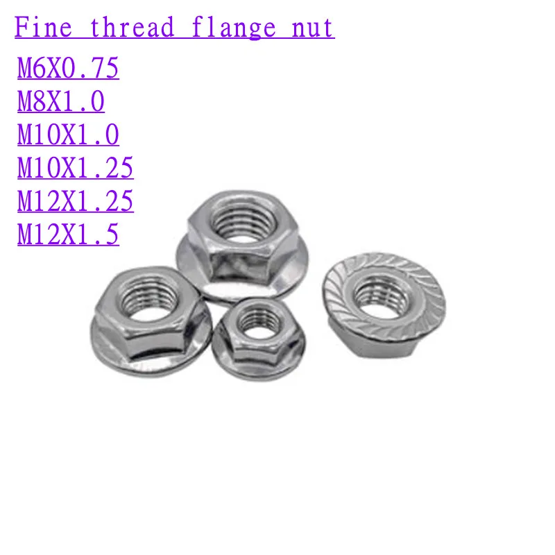 5pcs DIN6923 M6X0.75 M8x1.0 M10x1.0 m10x1.25 M12x1.25 M12x1.5 fine thread Flanged Hex Nut Flange Nuts stainless steel 304
5pcs DIN6923 M6X0.75 M8x1.0 M10x1.0 m10x1.25 M12x1.25 M12x1.5 fine thread Flanged Hex Nut Flange Nuts stainless steel 304