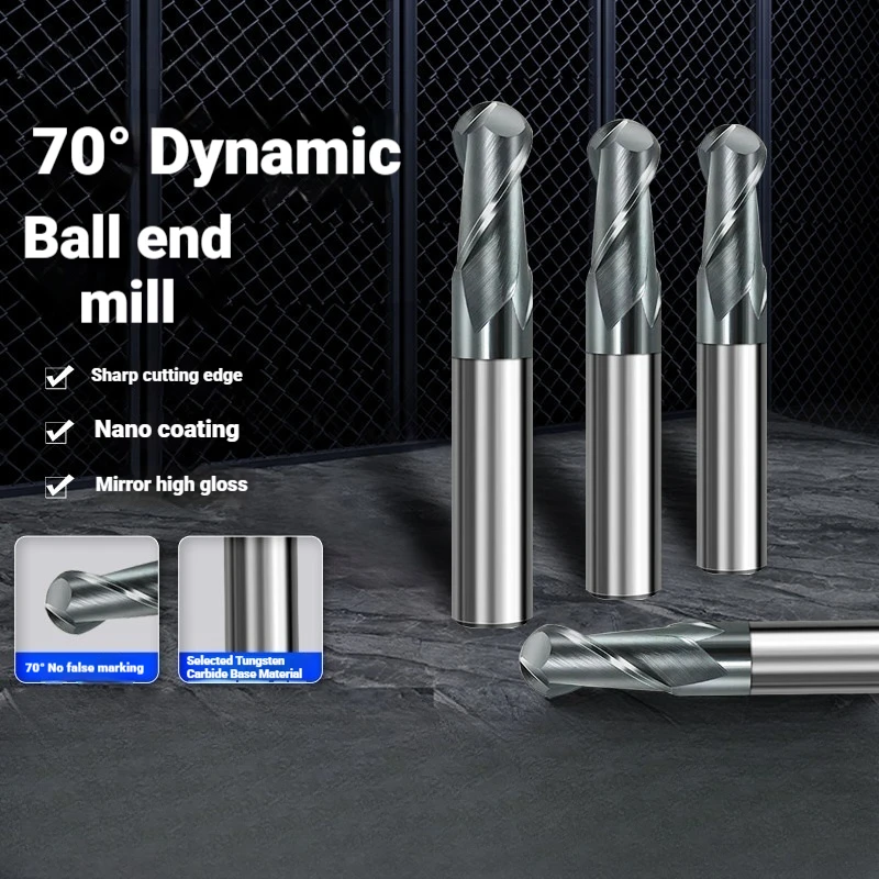 70HRC Tungsten Carbide Ball Nose End Mill 2 Flute R0.5 R1 R2 R3 R4 R5mm CNC Milling Cutter for Stainless Steel Metal Working
70HRC Tungsten Carbide Ball Nose End Mill 2 Flute R0.5 R1 R2 R3 R4 R5mm CNC Milling Cutter for Stainless Steel Metal Working