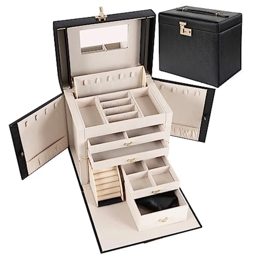 Шкатулка для драгоценностей, роскошный чехол для аксессуаров, органайзер для хранения из искусственной кожи с ручкой-застежкой, зеркальные серьги, ожерелье, подставки для колец, подарок f
Шкатулка для драгоценностей, роскошный чехол для аксессуаров, органайзер для хранения из искусственной кожи с ручкой-застежкой, зеркальные серьги, ожерелье, подставки для колец, подарок f