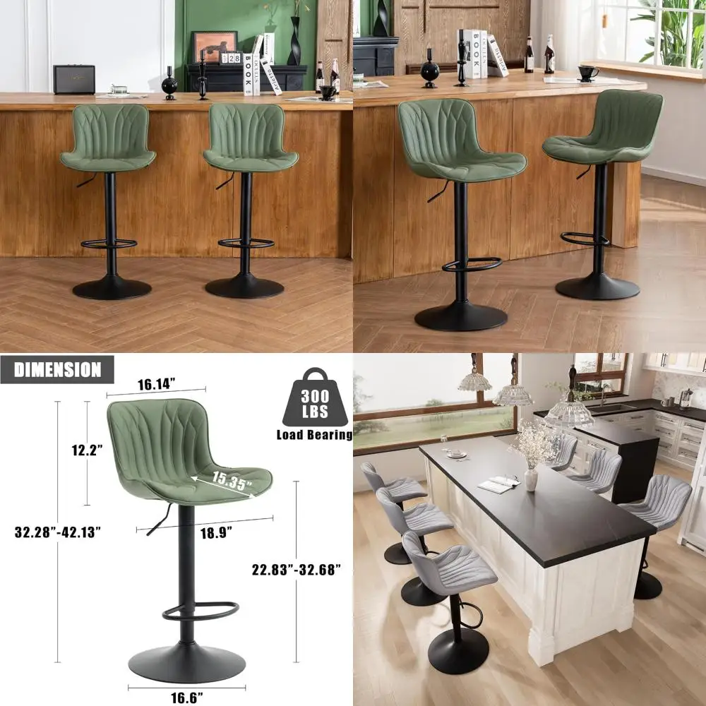 Modern Swivel Bar Stools Set of 2, Counter Height Chairs with Adjustable Back, Faux Leather Padded for Kitchen Island
Modern Swivel Bar Stools Set of 2, Counter Height Chairs with Adjustable Back, Faux Leather Padded for Kitchen Island
