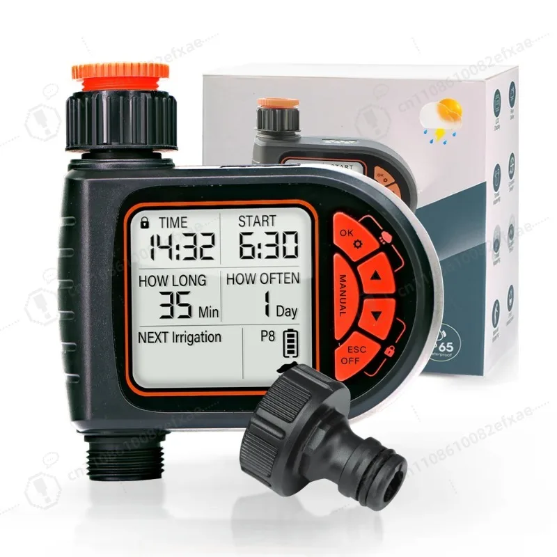 Smart LCD Water Timer 8 Programmable Schedules Rain Sensor Child Lock IP65 Waterproof Automatic Irrigation Timer for Garden
Smart LCD Water Timer 8 Programmable Schedules Rain Sensor Child Lock IP65 Waterproof Automatic Irrigation Timer for Garden