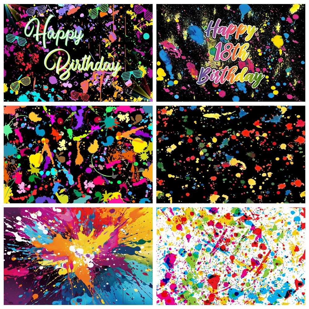 Glow Graffiti Birthday Backdrop Colorful Paint Splatter in The Dark 80's 90's Baby Birthday Photography Background Photo Studio
Glow Graffiti Birthday Backdrop Colorful Paint Splatter in The Dark 80's 90's Baby Birthday Photography Background Photo Studio